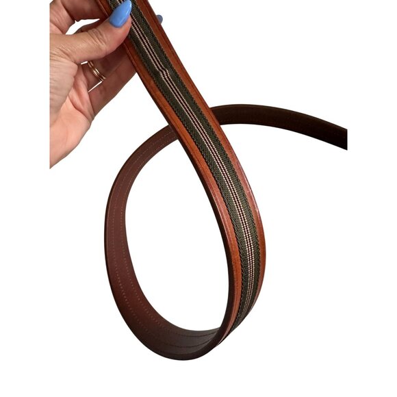 COACH Men's Vintage Tan Green Striped Belt Size 40 - Picture 6 of 8